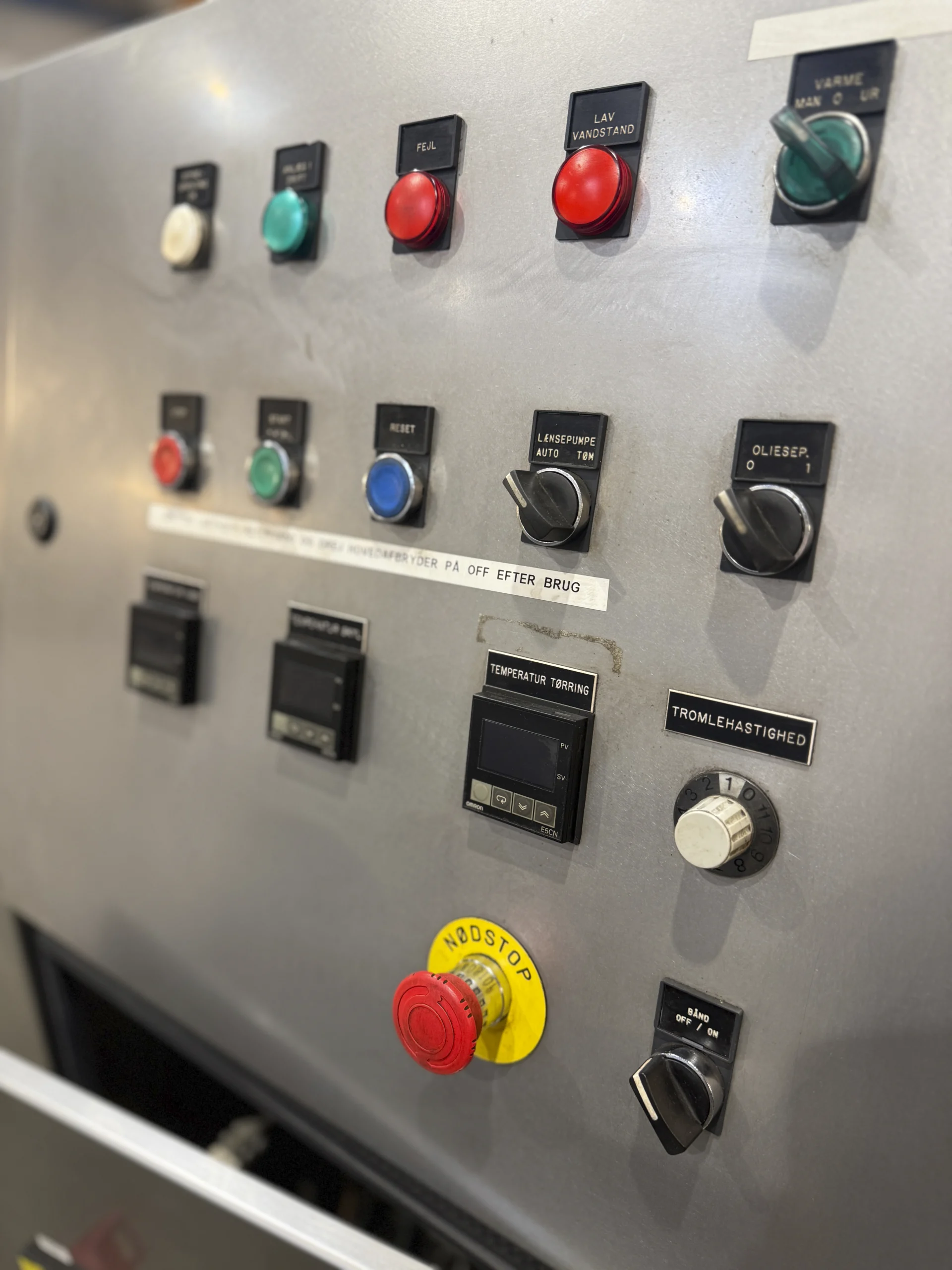 Control panel of a used KSN Drum Washer Model 350 WRD, designed for industrial parts cleaning applications.